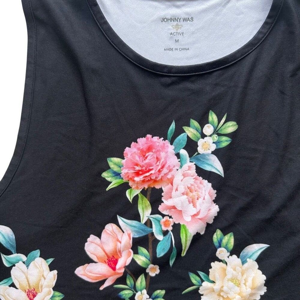 Johnny Was Bee Active Work Out Floral Sleeveless Tank Top Gold Bee Size M - Picture 7 of 10